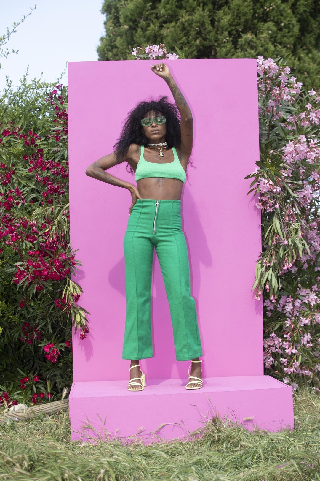 CLOUD 9 Flared 70's Pant - EMERALD