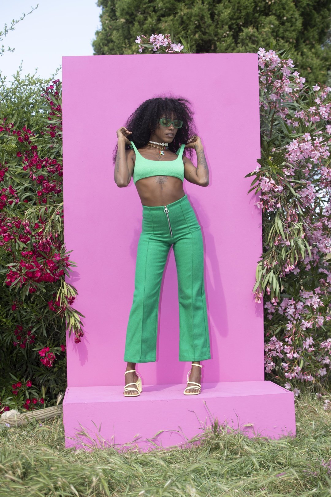 CLOUD 9 Flared 70's Pant - EMERALD