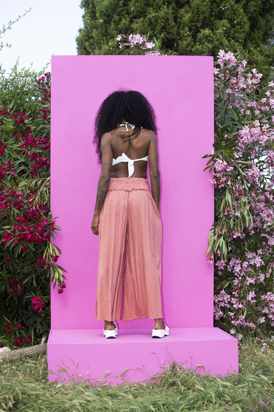 Wide Boi Pants - Peach Polka Dot