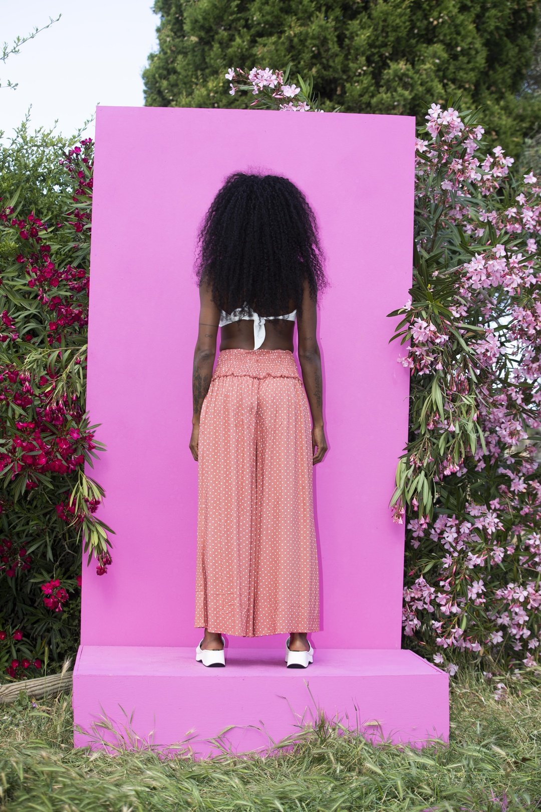 Wide Boi Pants - Peach Polka Dot