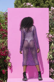 SHANTI Purple Crochet Net Dress