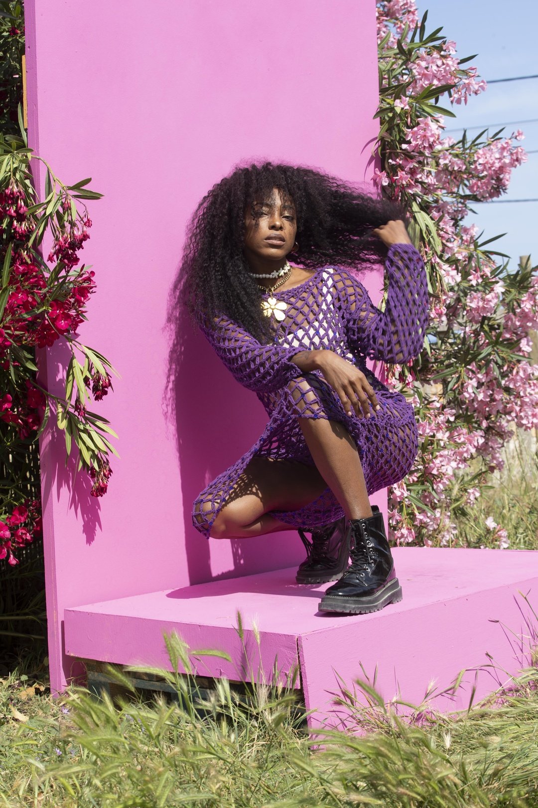 SHANTI Purple Crochet Net Dress – OOTO CLOTHING