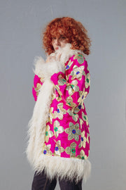 BONNIE Afghan Coat - Barbie Hot Pink