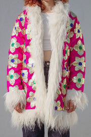 BONNIE Afghan Coat - Barbie Hot Pink