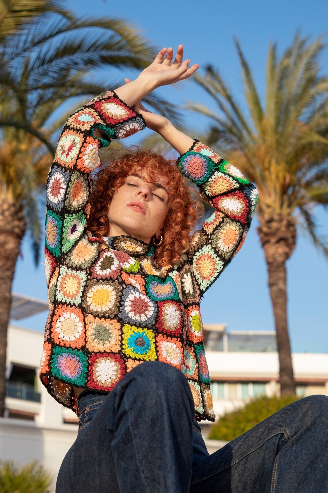 Shelly Floral Crochet Jumper - Black
