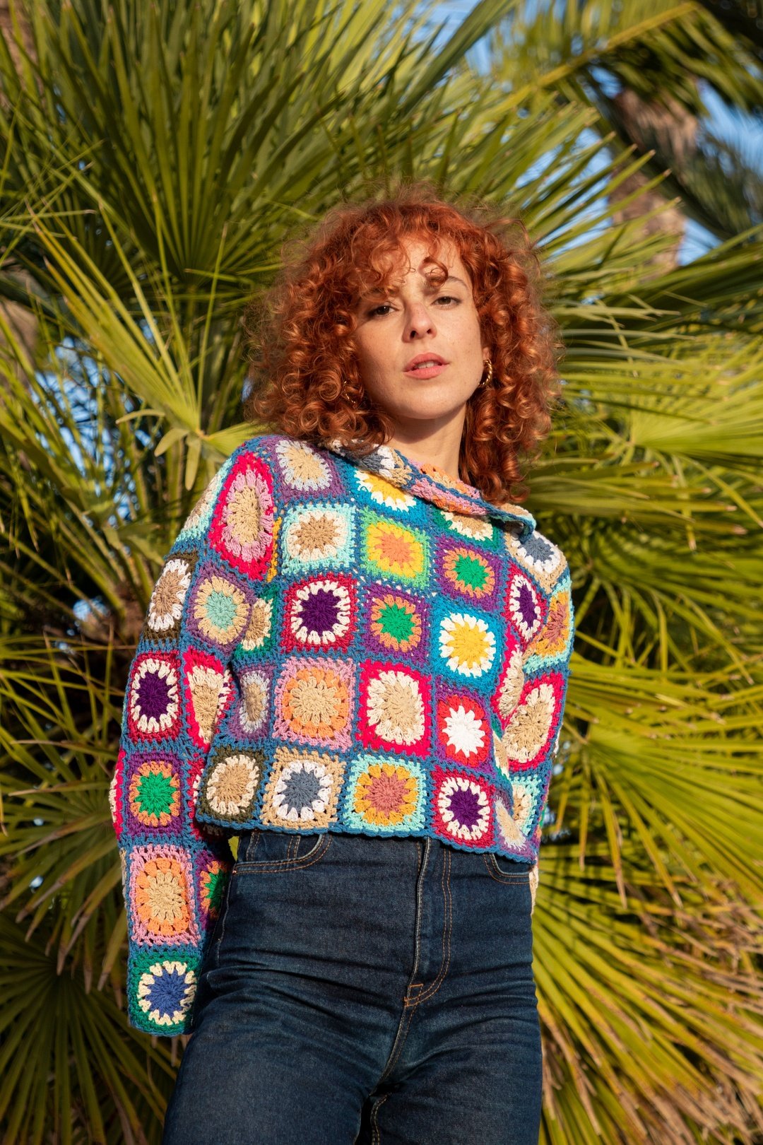 Shelly Floral Crochet Jumper - Blue