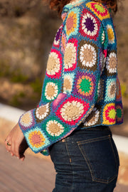 Shelly Floral Crochet Jumper - Blue