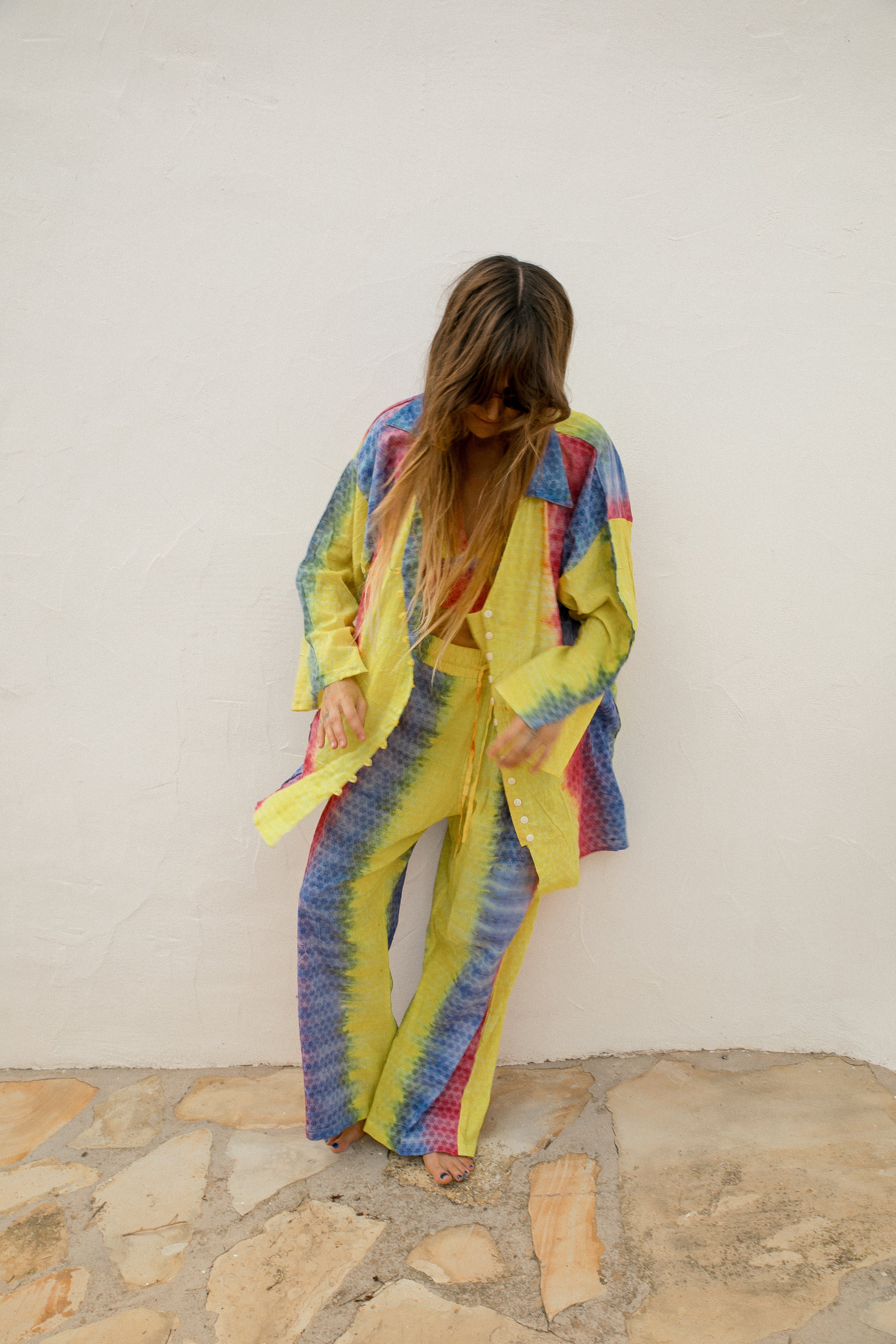 LOUNGE SET Shirt - Yellow Tye die