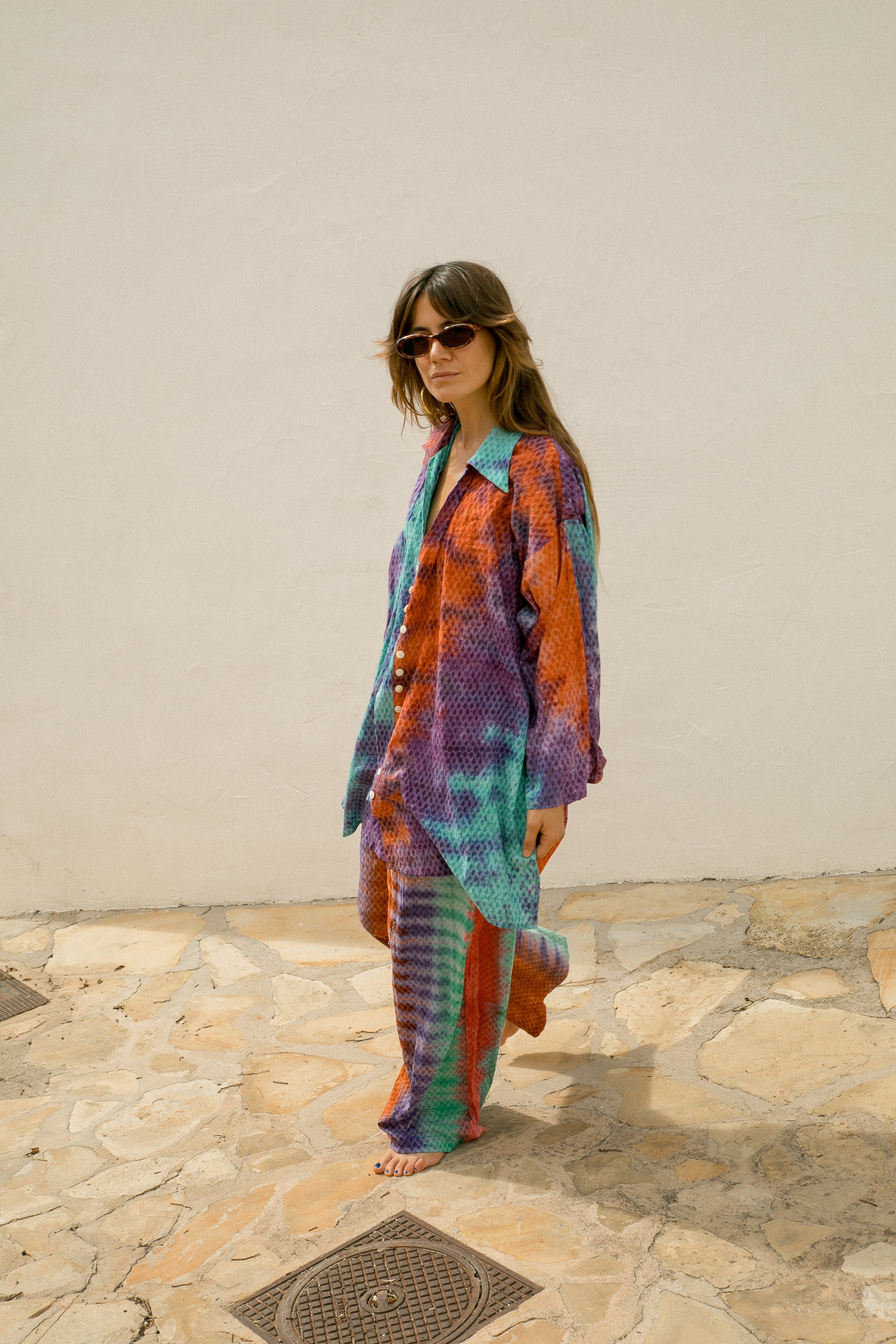 LOUNGE SET Shirt - Rainbow tiedye