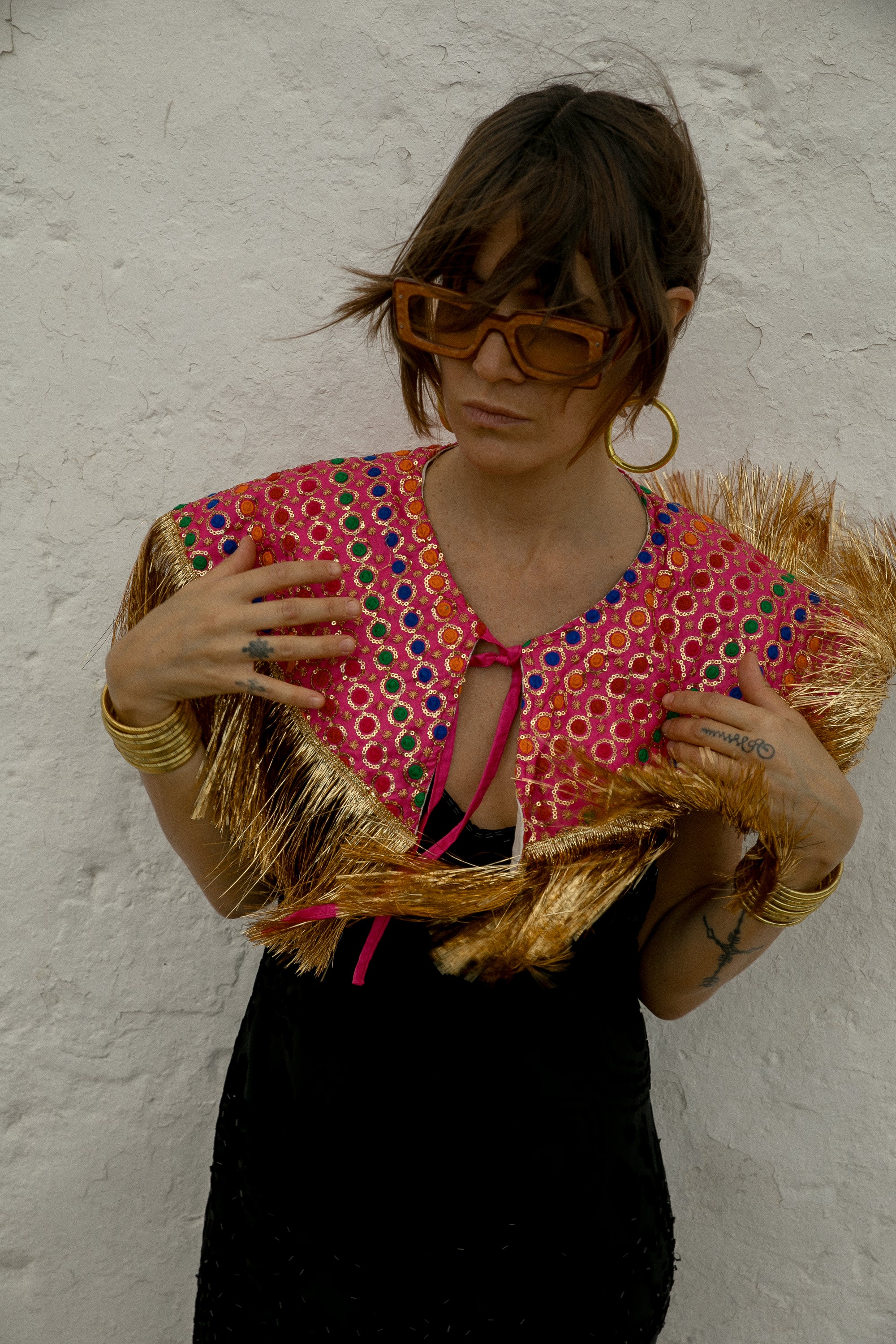 Danza collar - Pink sequin rainbow