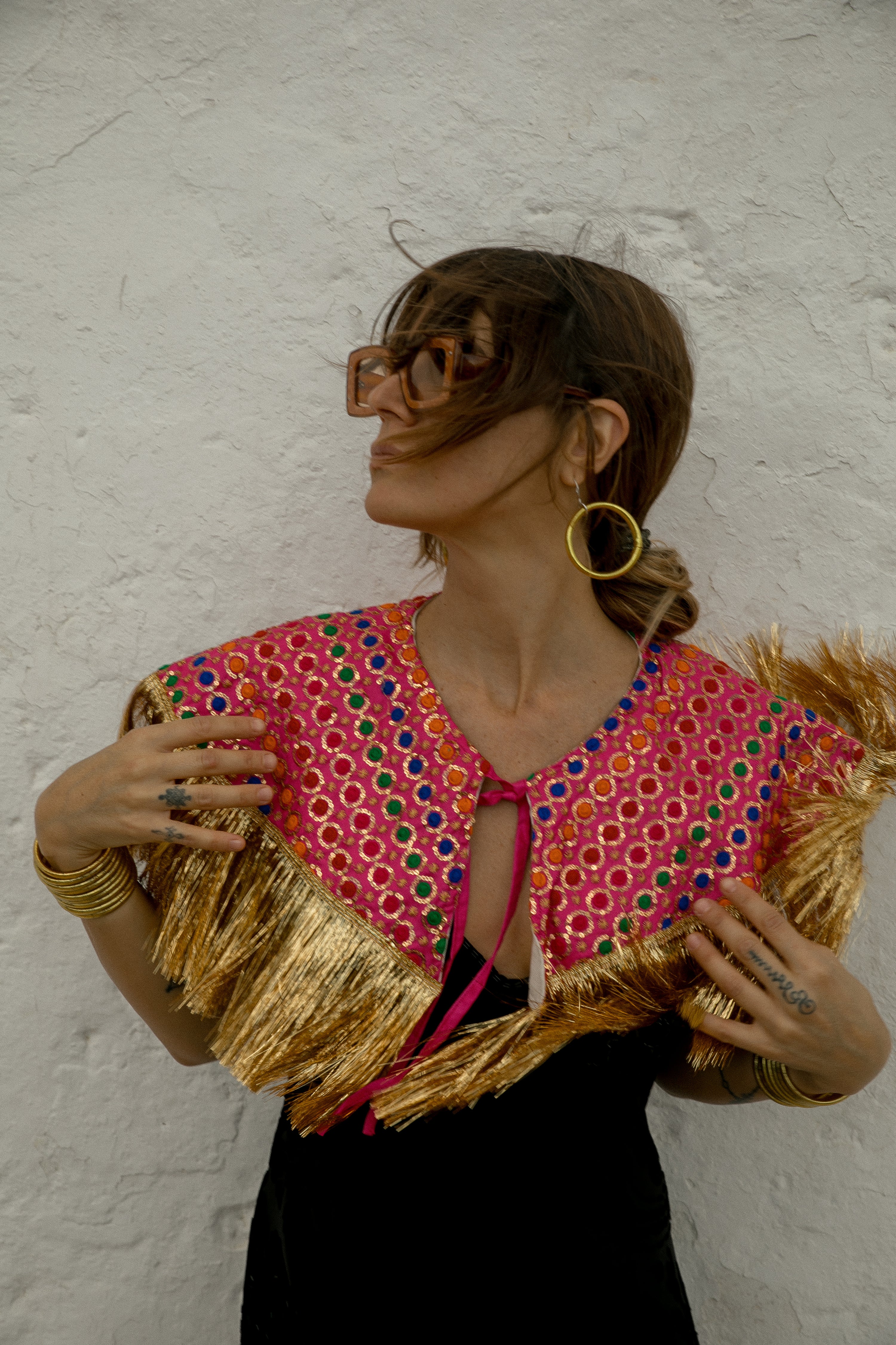 Danza collar - Pink sequin rainbow
