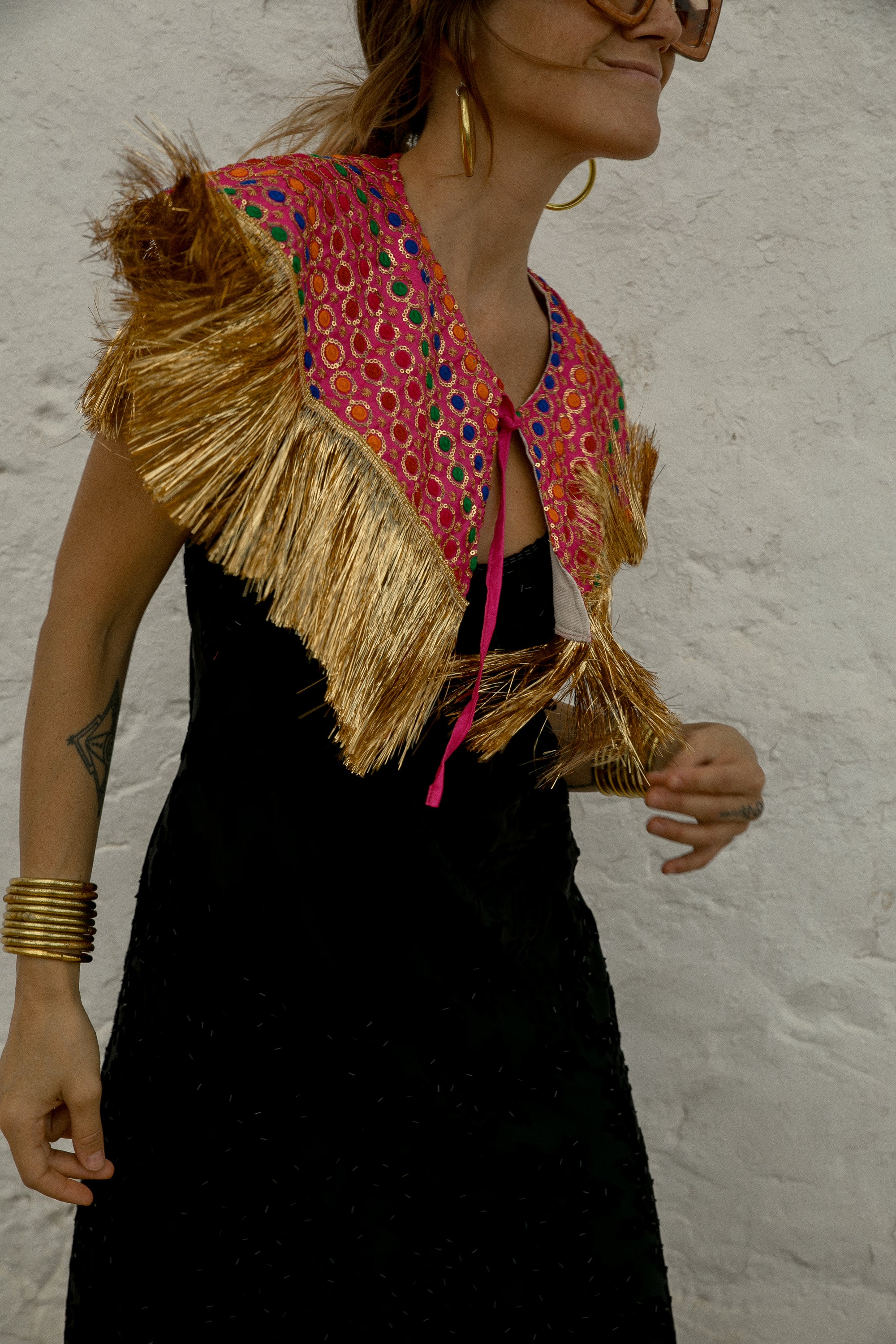 Danza collar - Pink sequin rainbow