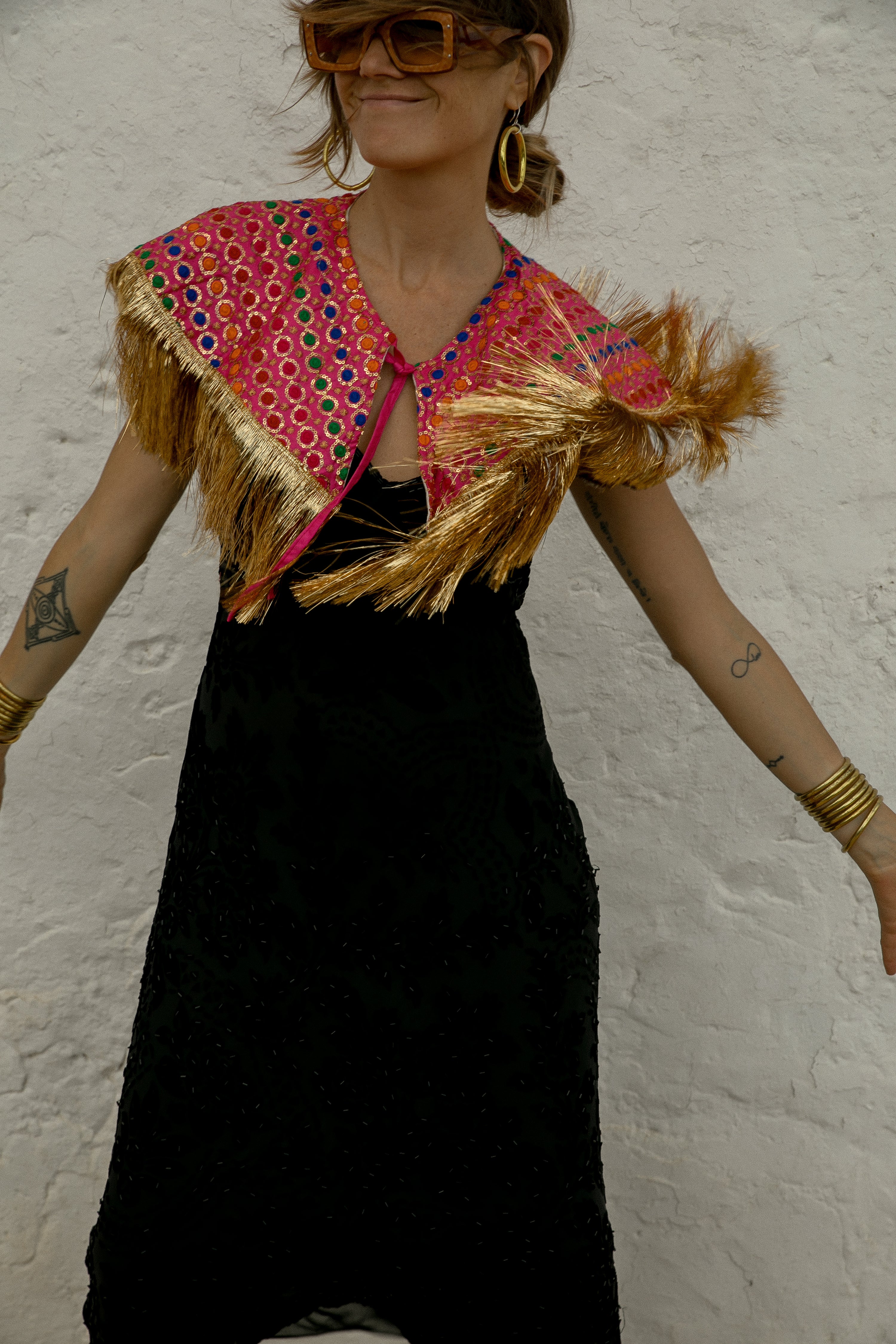 Danza collar - Pink sequin rainbow