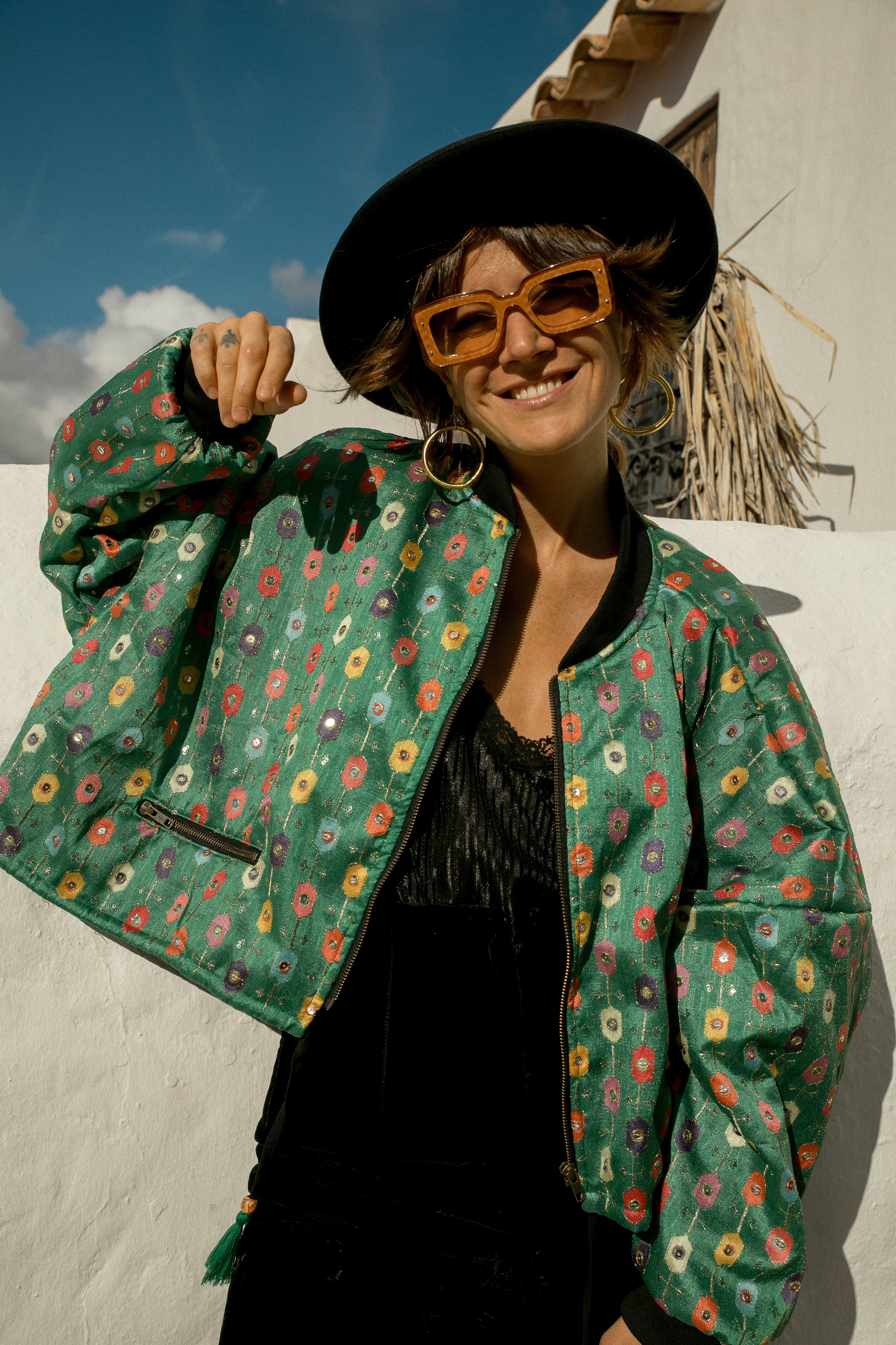 JANA Bomber - Green Rainbow Mirror