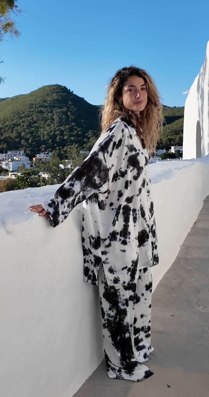 'Rosello ' LOUNGE SET Shirt - White/Black