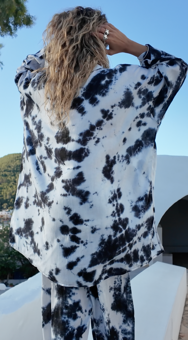 'Rosello ' LOUNGE SET Shirt - White/Black