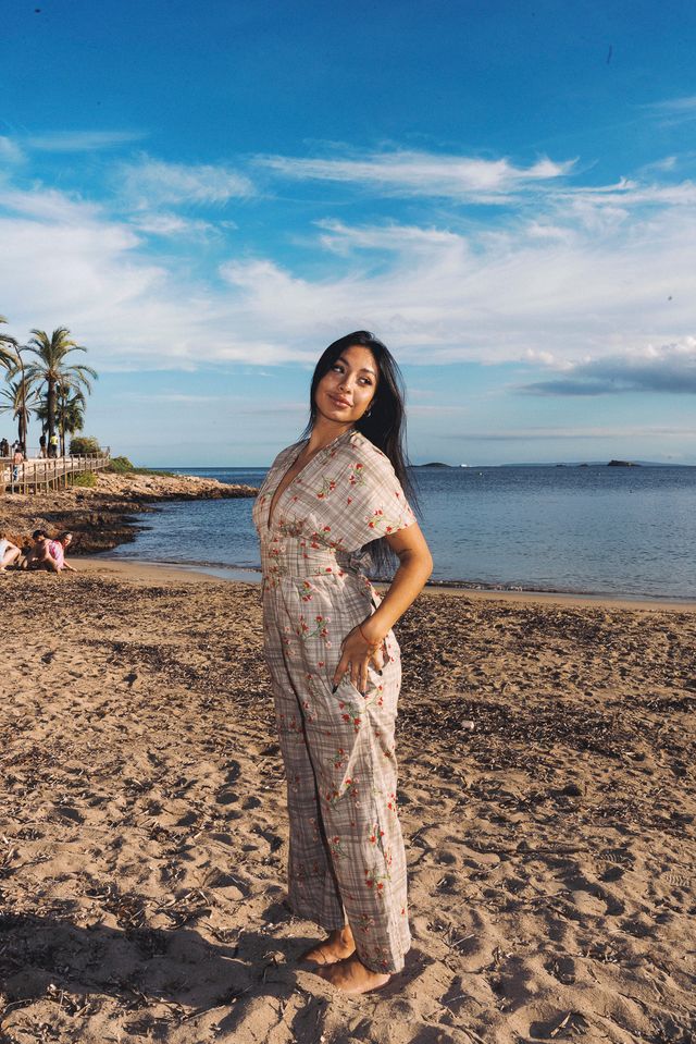 TINA Jumpsuit Green check rose