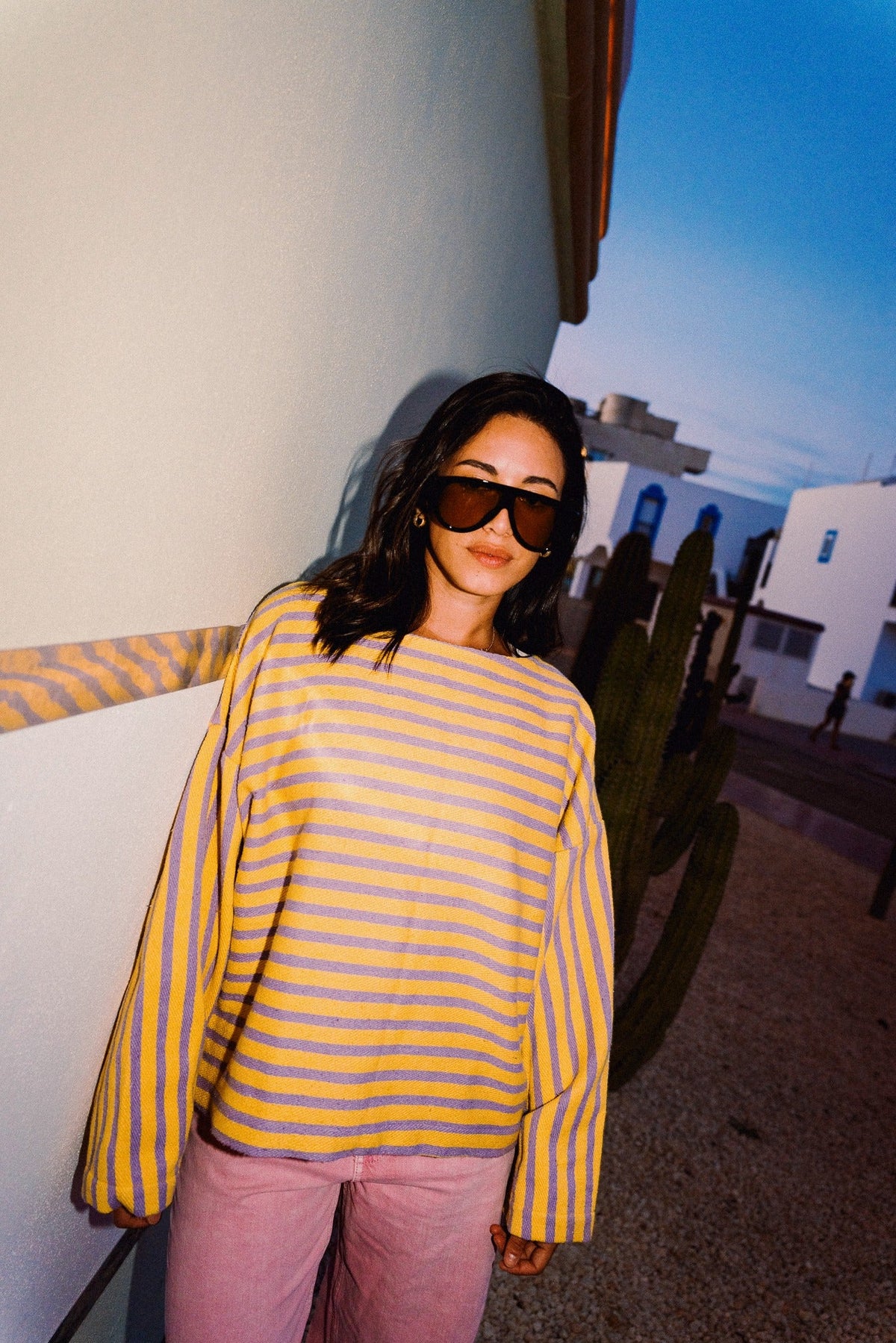 DANDELION heavy woven cotton jumper in an editorial fashion shoot