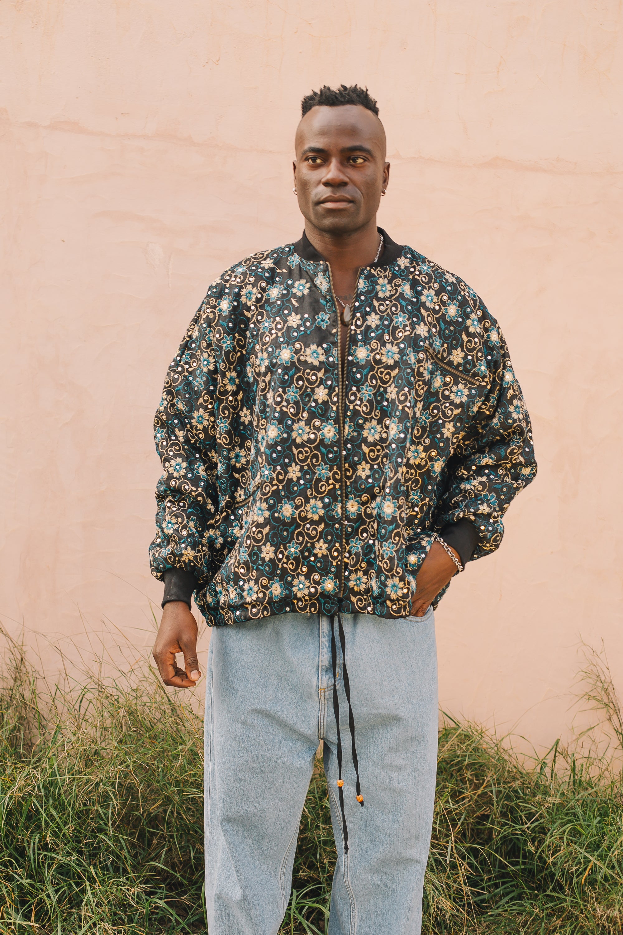 Noah Bomber Jacket Black Flower