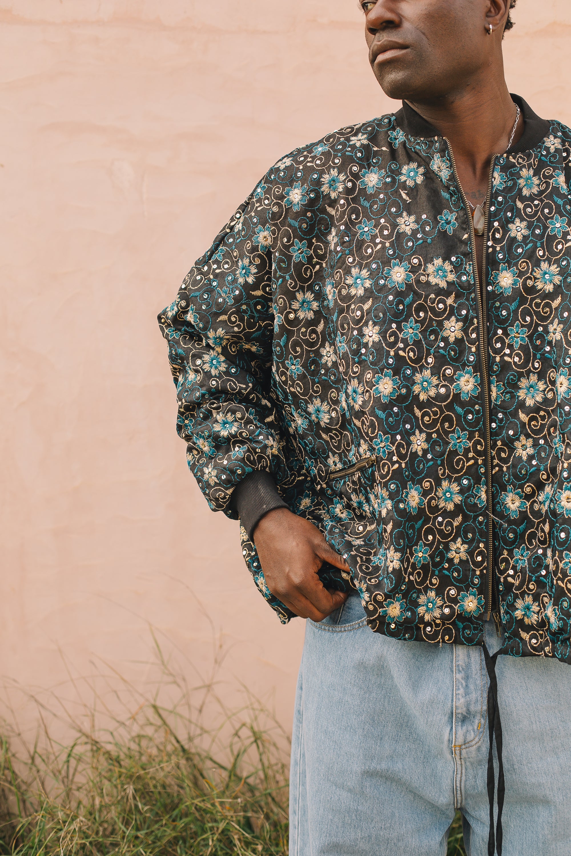 Noah Bomber Jacket Black Flower