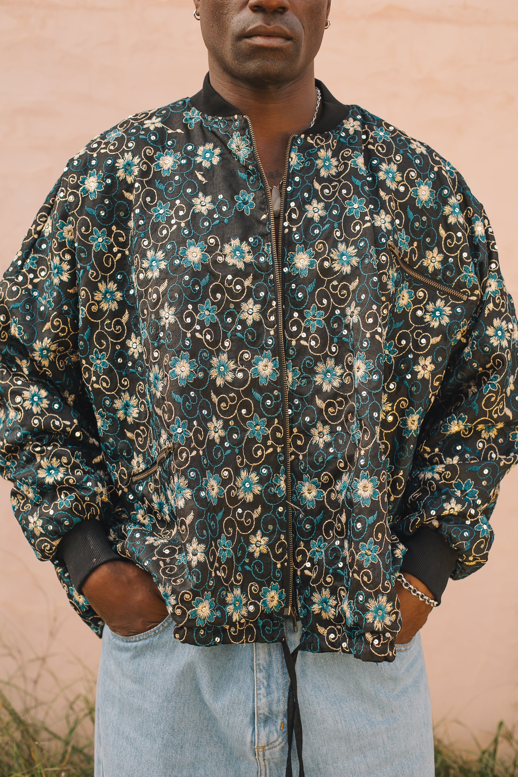 Noah Bomber Jacket Black Flower
