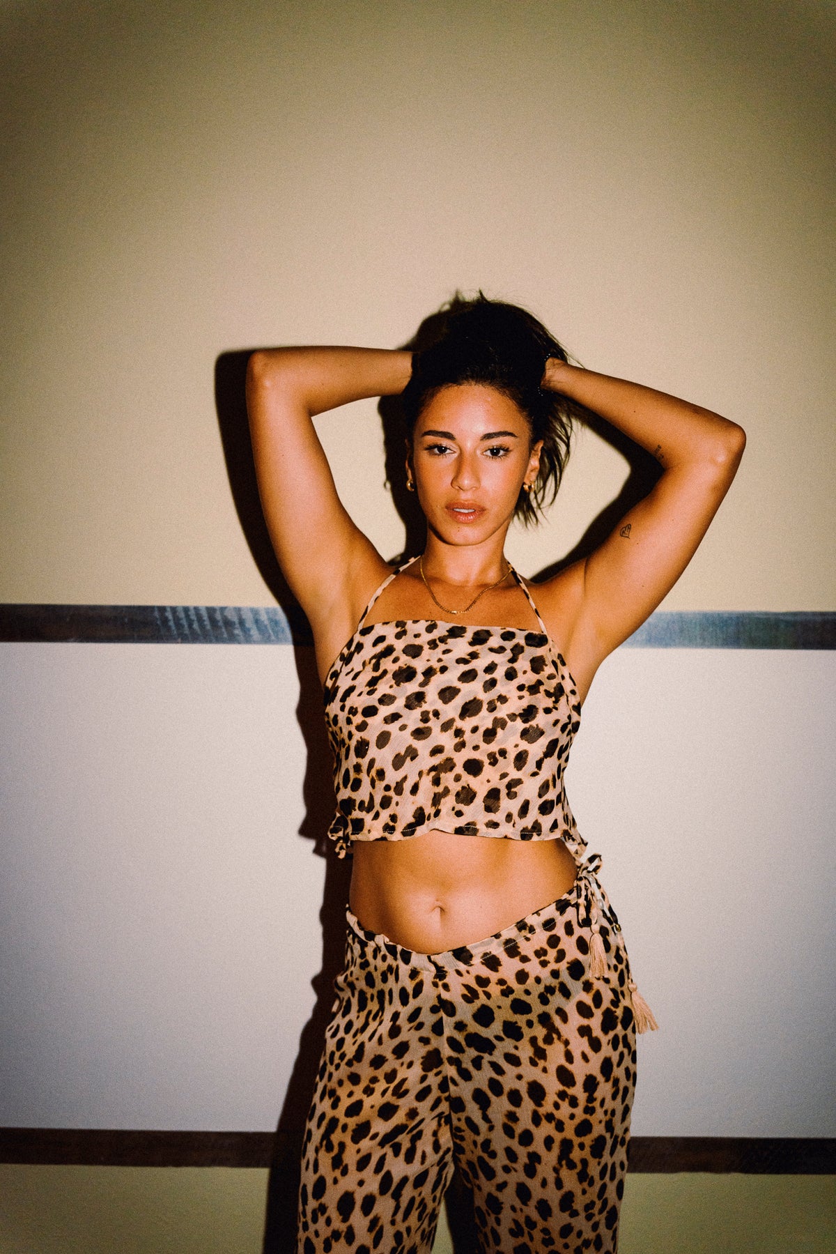 CHICHI cheetah print trousers and matching top styled for evenings
