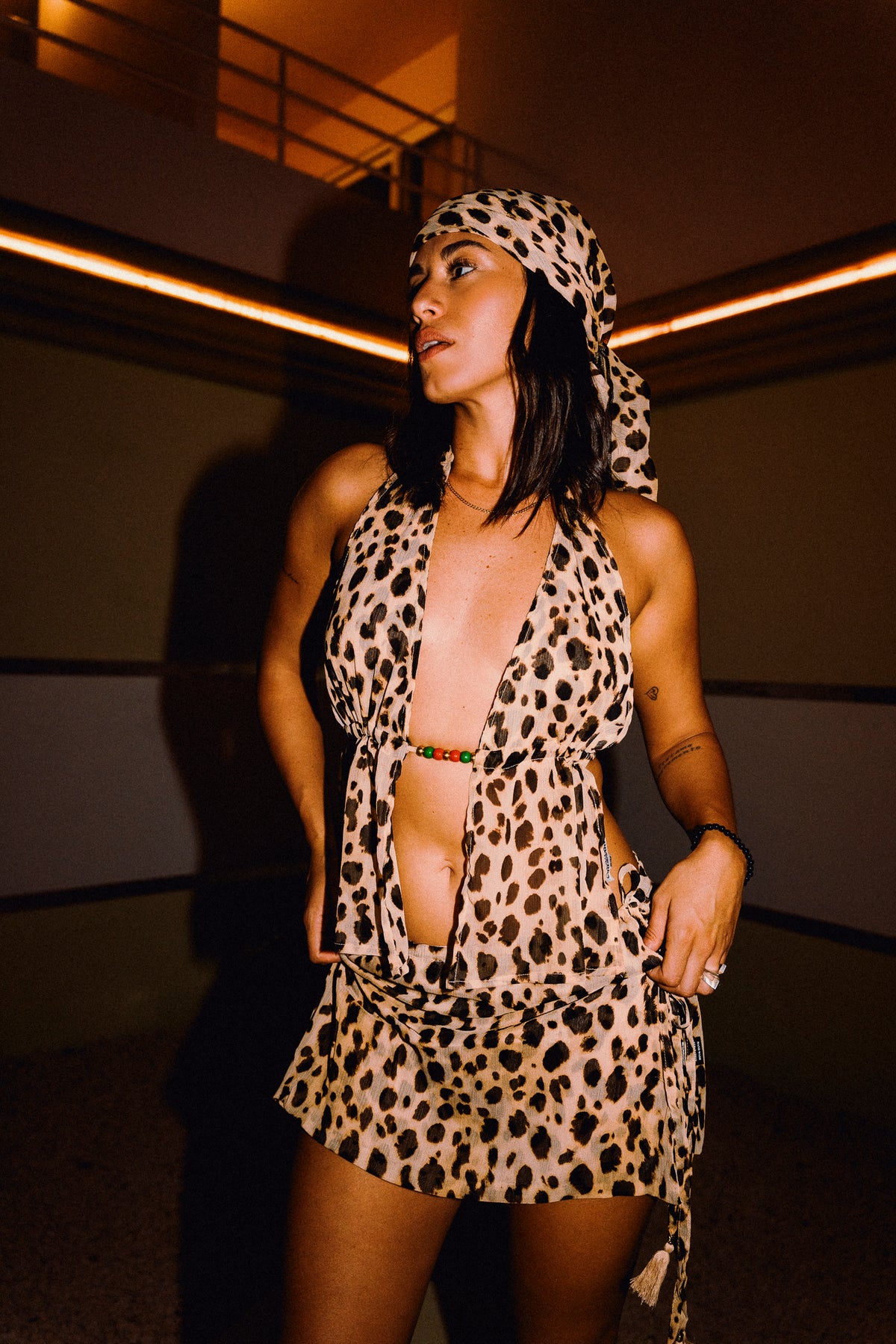 CHICHI Cheetah Tie-Side Mini Skirt