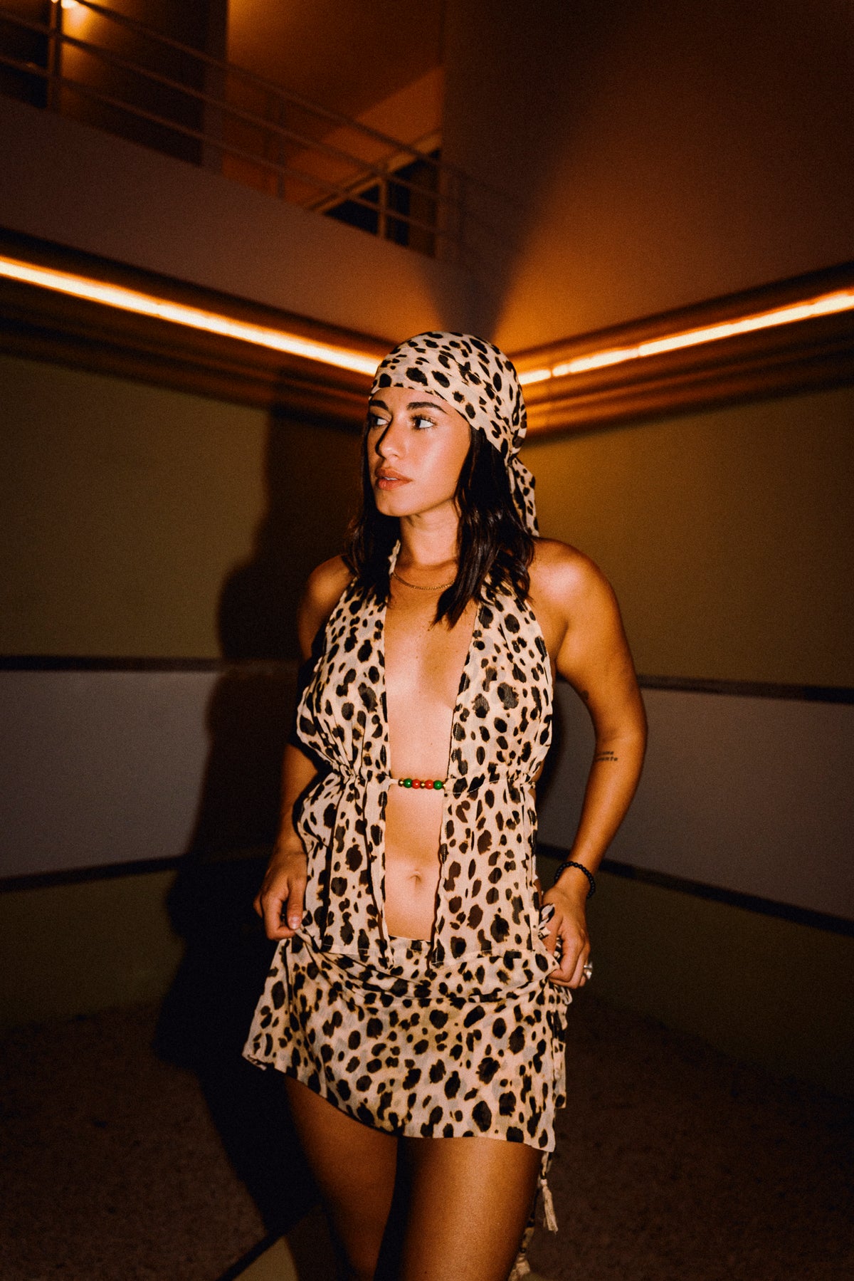 CHICHI Cheetah Tie-Side Mini Skirt