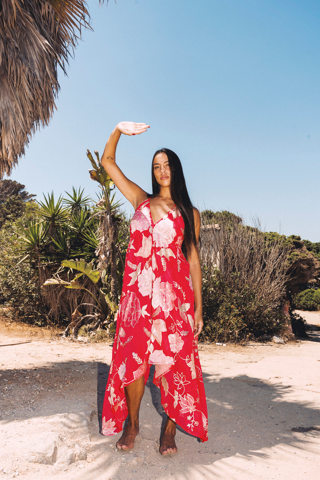 Ariella Maxi Dress — Hot pink