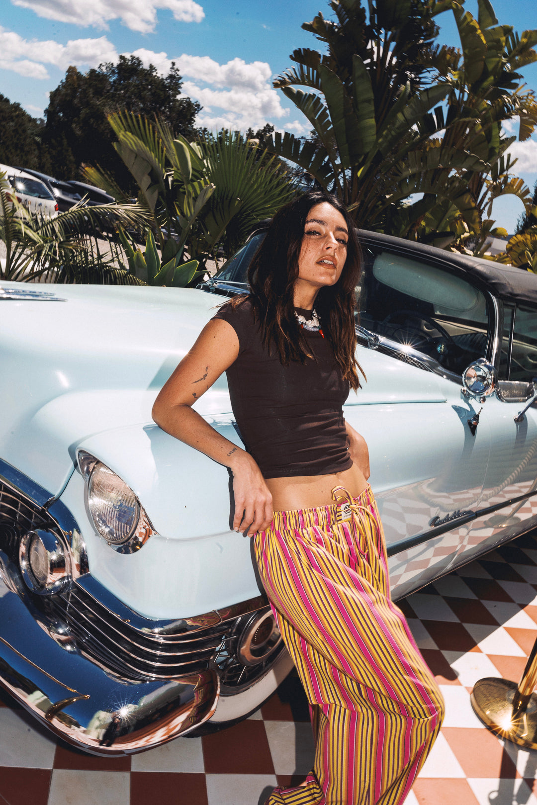 Cabana Stripe Pants - Yellow and Pink