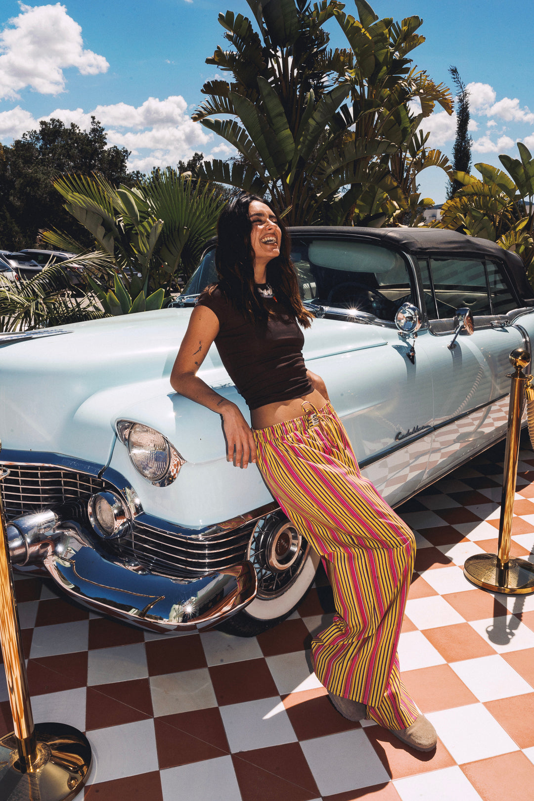 Cabana Stripe Pants - Yellow and Pink