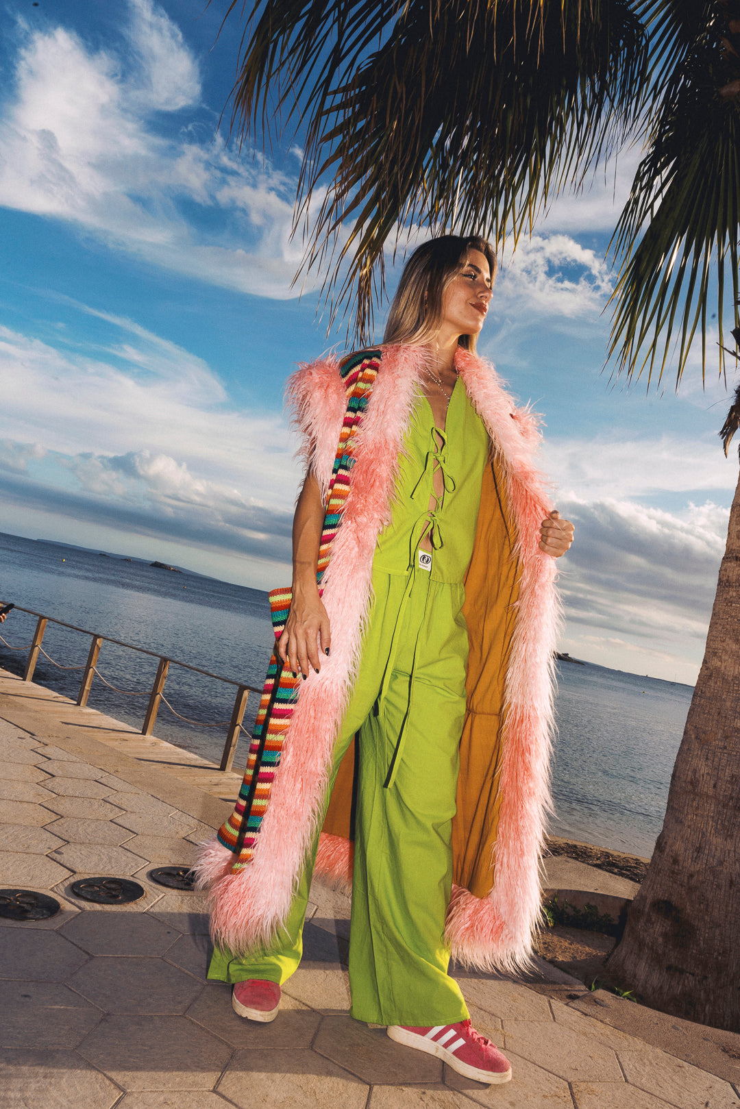 LUMI Rainbow knitted long Gilet - Bright