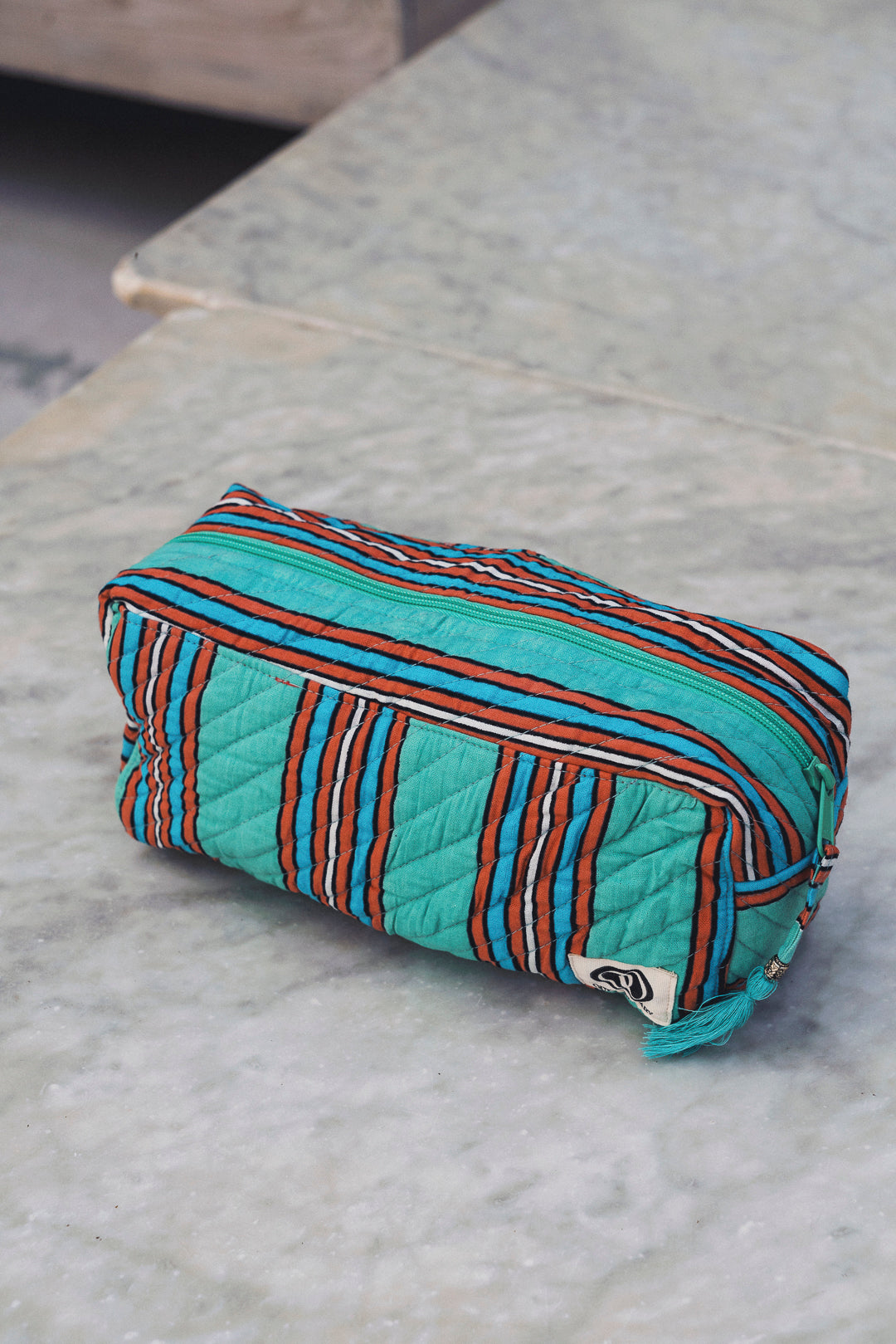 Makeup Case - Teal Stripe