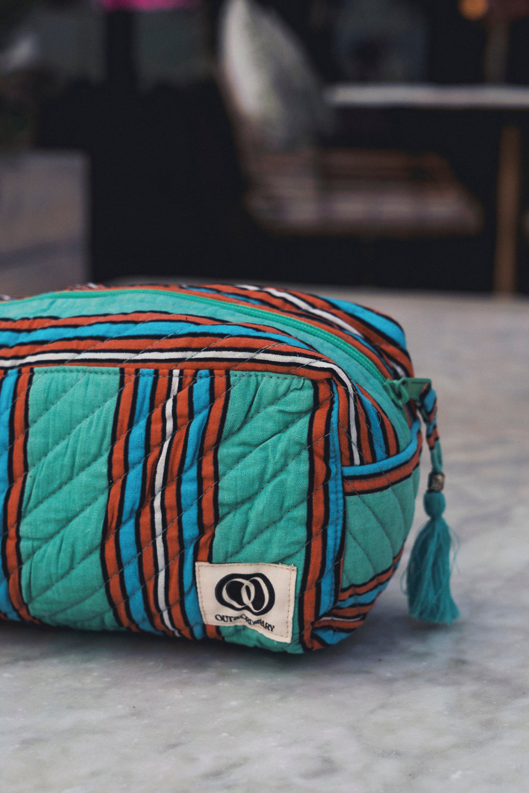 Makeup Case - Teal Stripe
