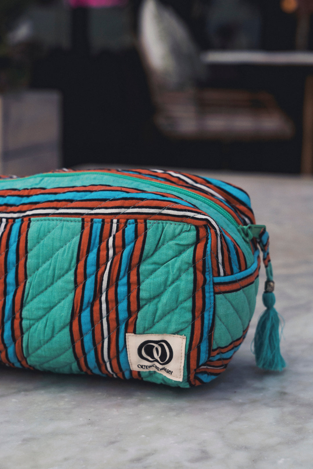 Makeup Case - Teal Stripe