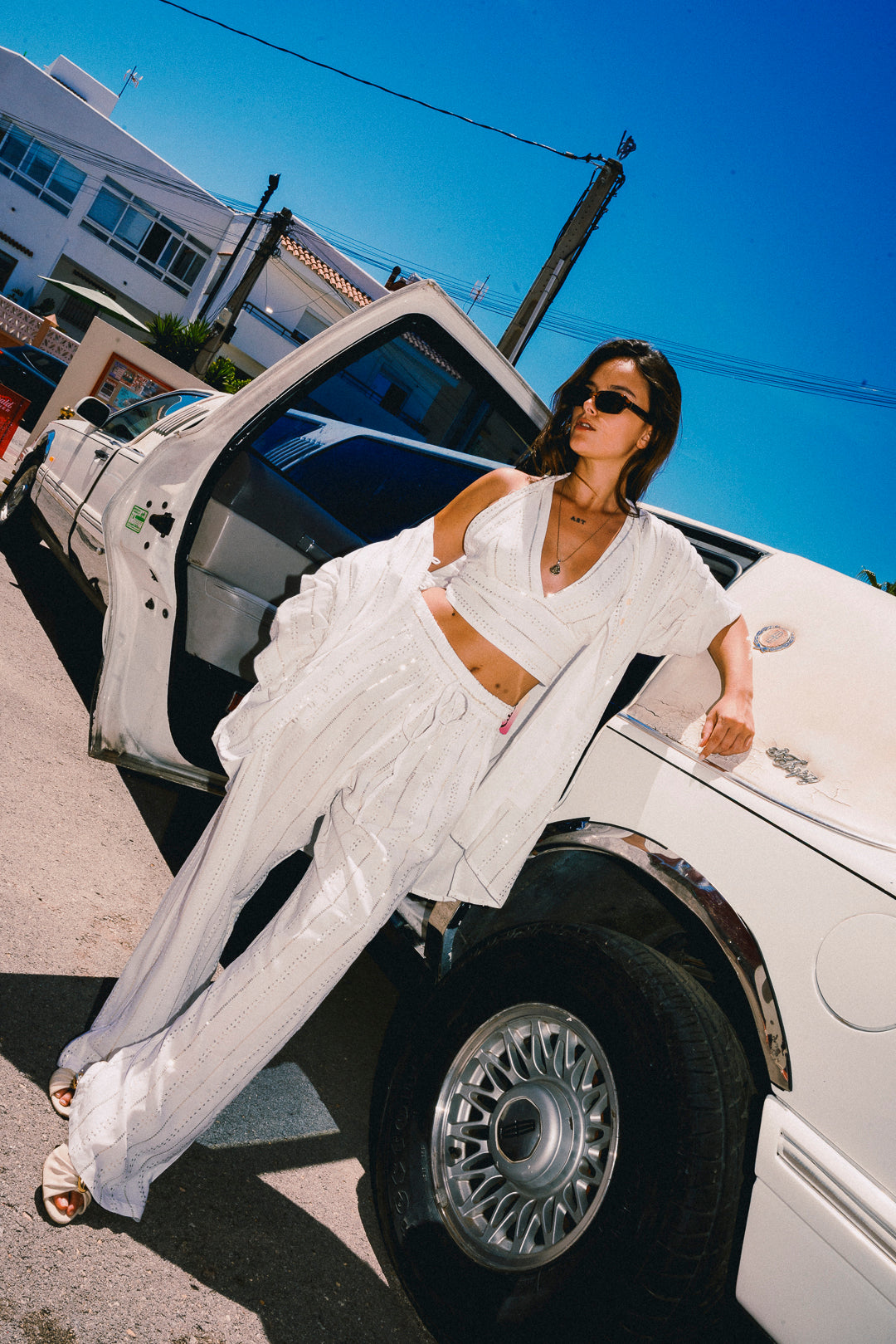 'BLANCA ' LOUNGE SET Trousers - White