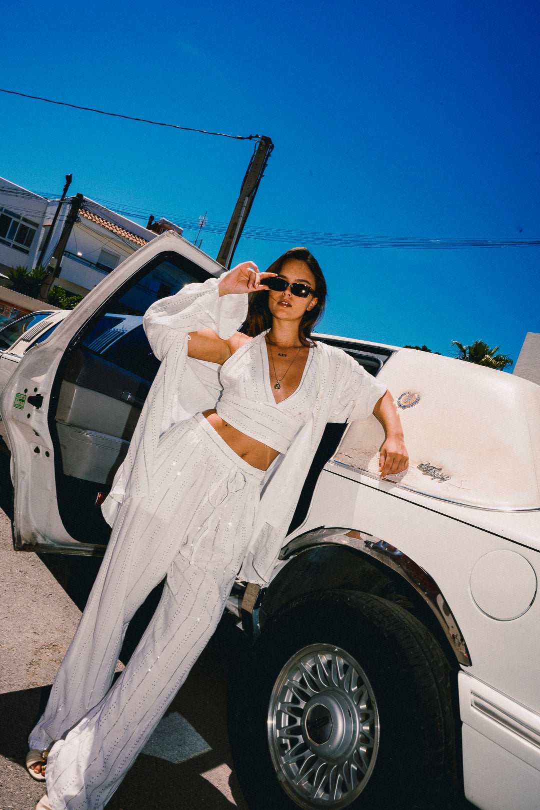 'BLANCA ' LOUNGE SET Crop Top - White