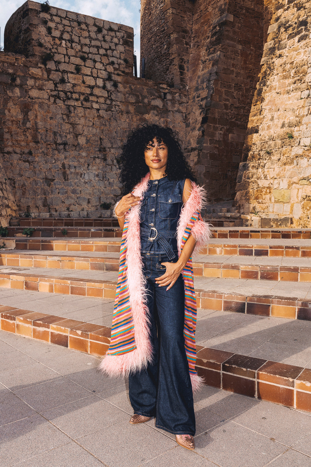 LUMI Rainbow knitted long Gilet