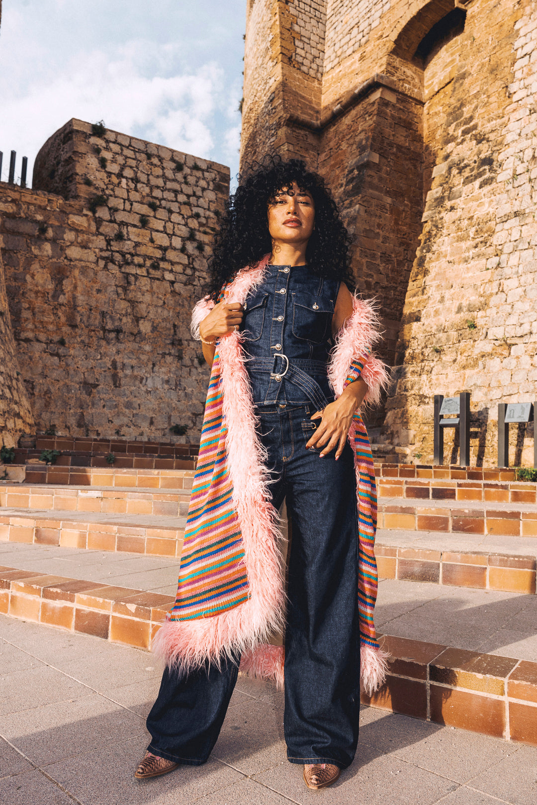 LUMI Rainbow knitted long Gilet