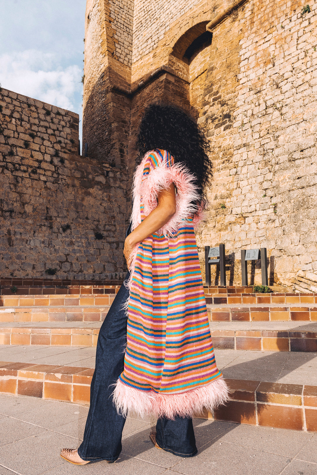 LUMI Rainbow knitted long Gilet