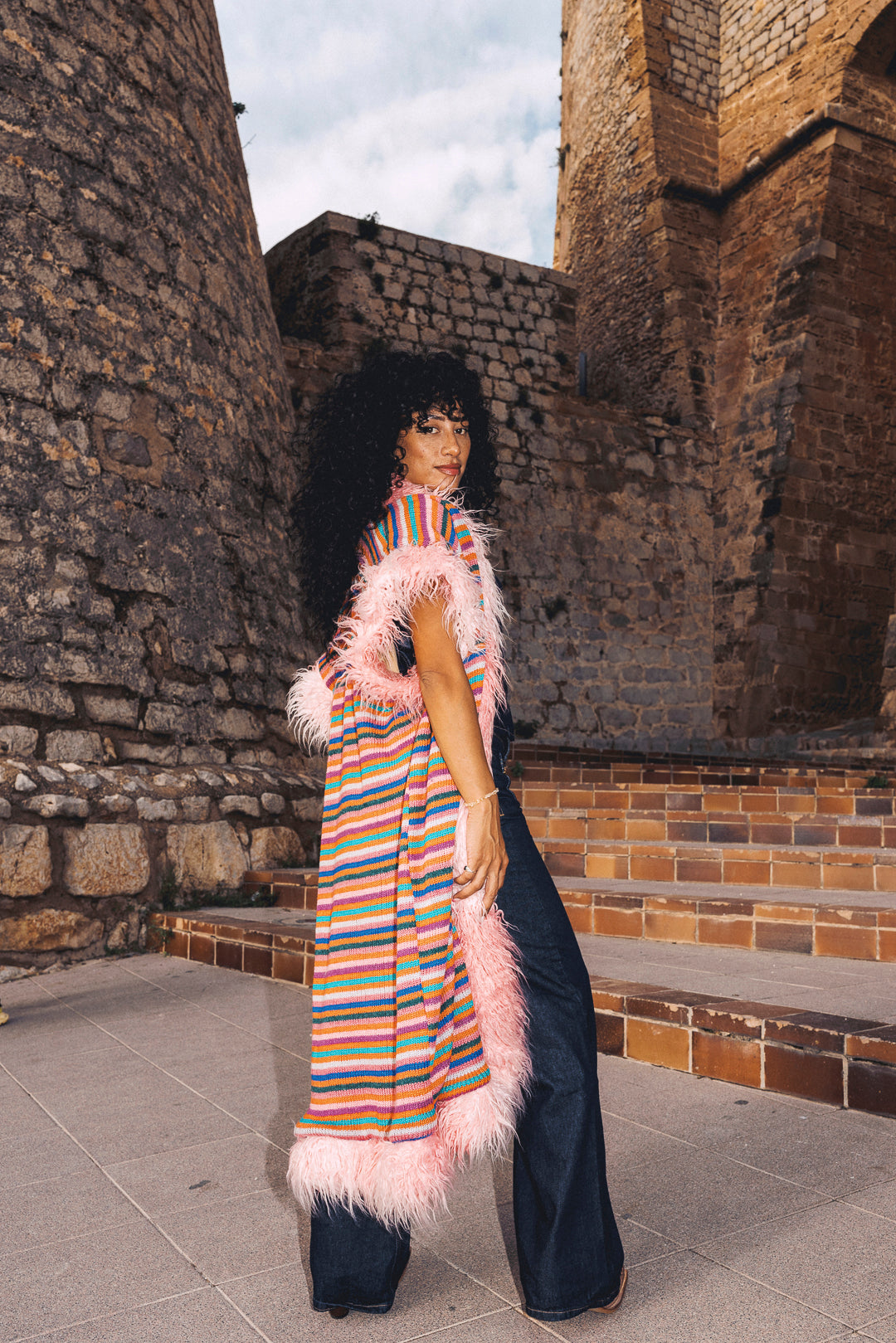 LUMI Rainbow knitted long Gilet