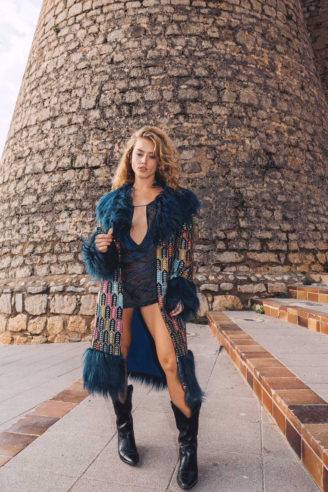 The Royal Embroidered Duchess coat - Dark Blue