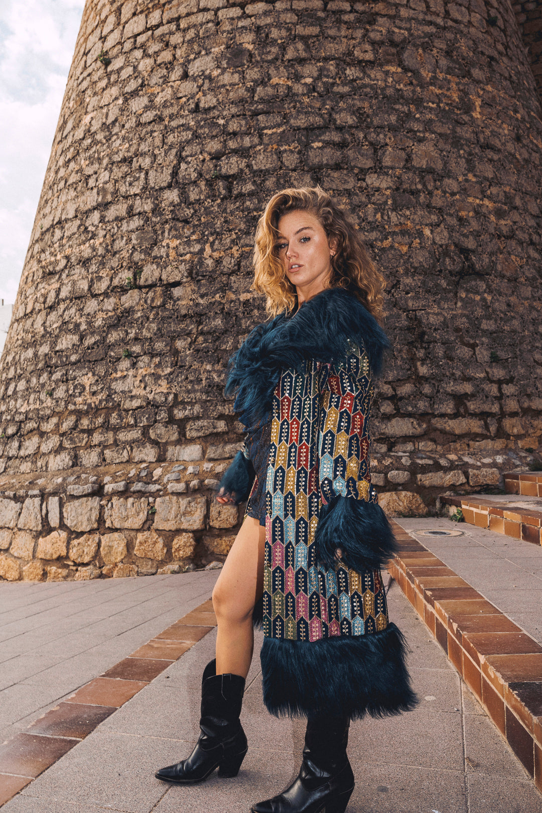 The Royal Embroidered Duchess coat - Dark Blue