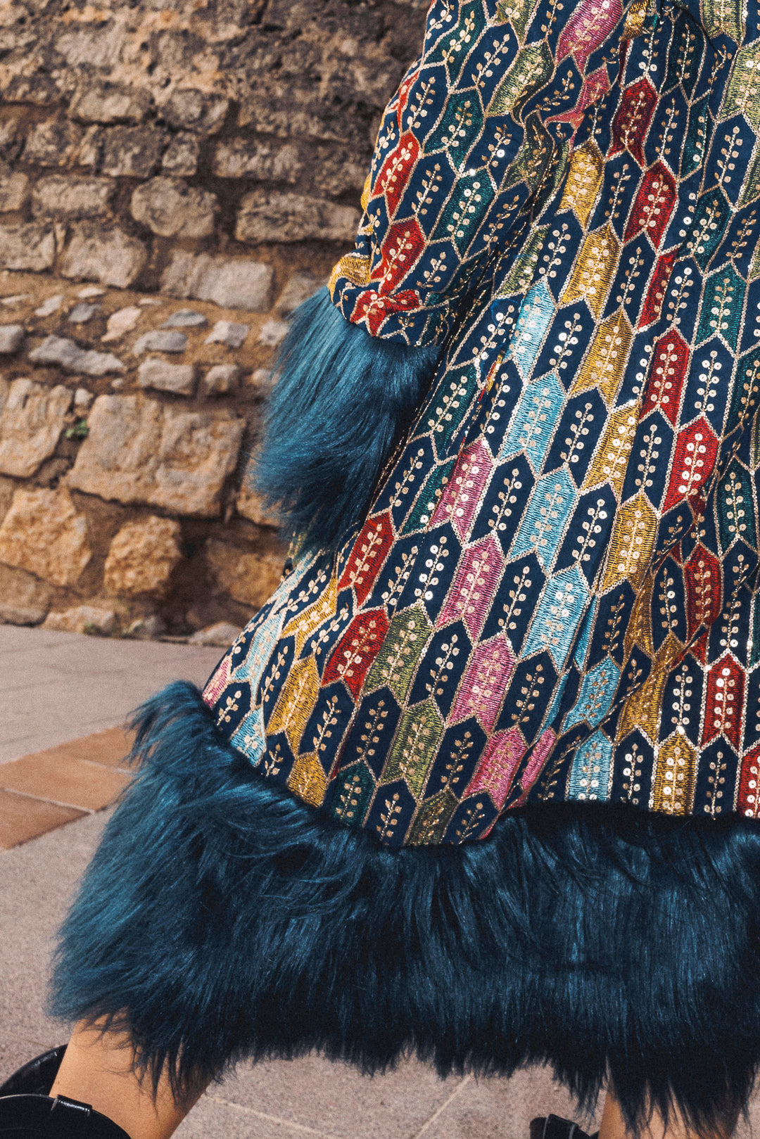 The Royal Embroidered Duchess coat - Dark Blue