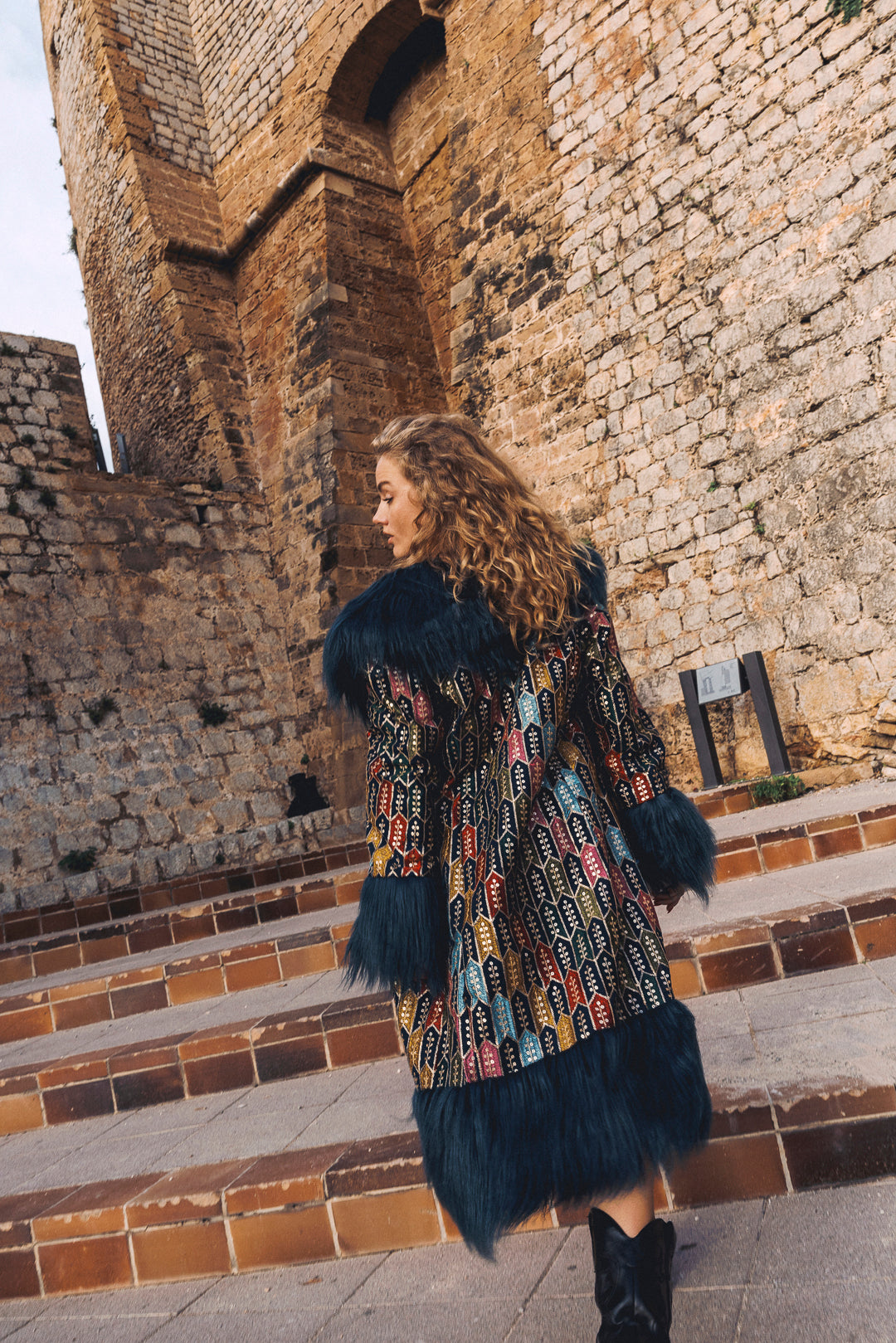 The Royal Embroidered Duchess coat - Dark Blue