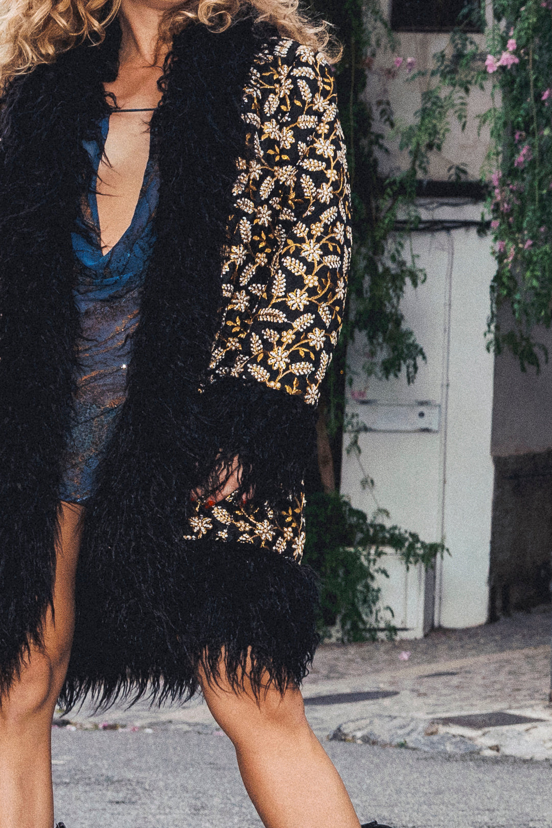 NIGELA Penny Lane Afghan Coat Black Fur