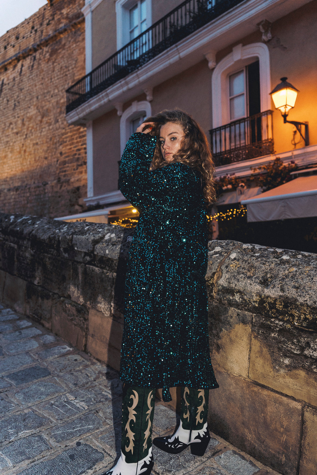 LUMINA Sequin Duster – Deep Teal