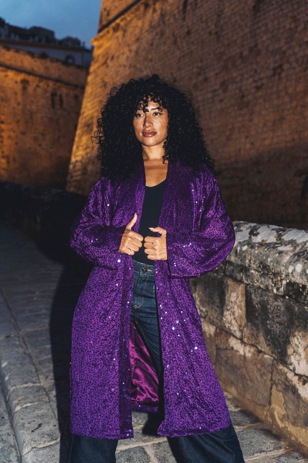 LUMINA Sequin Duster – Violet