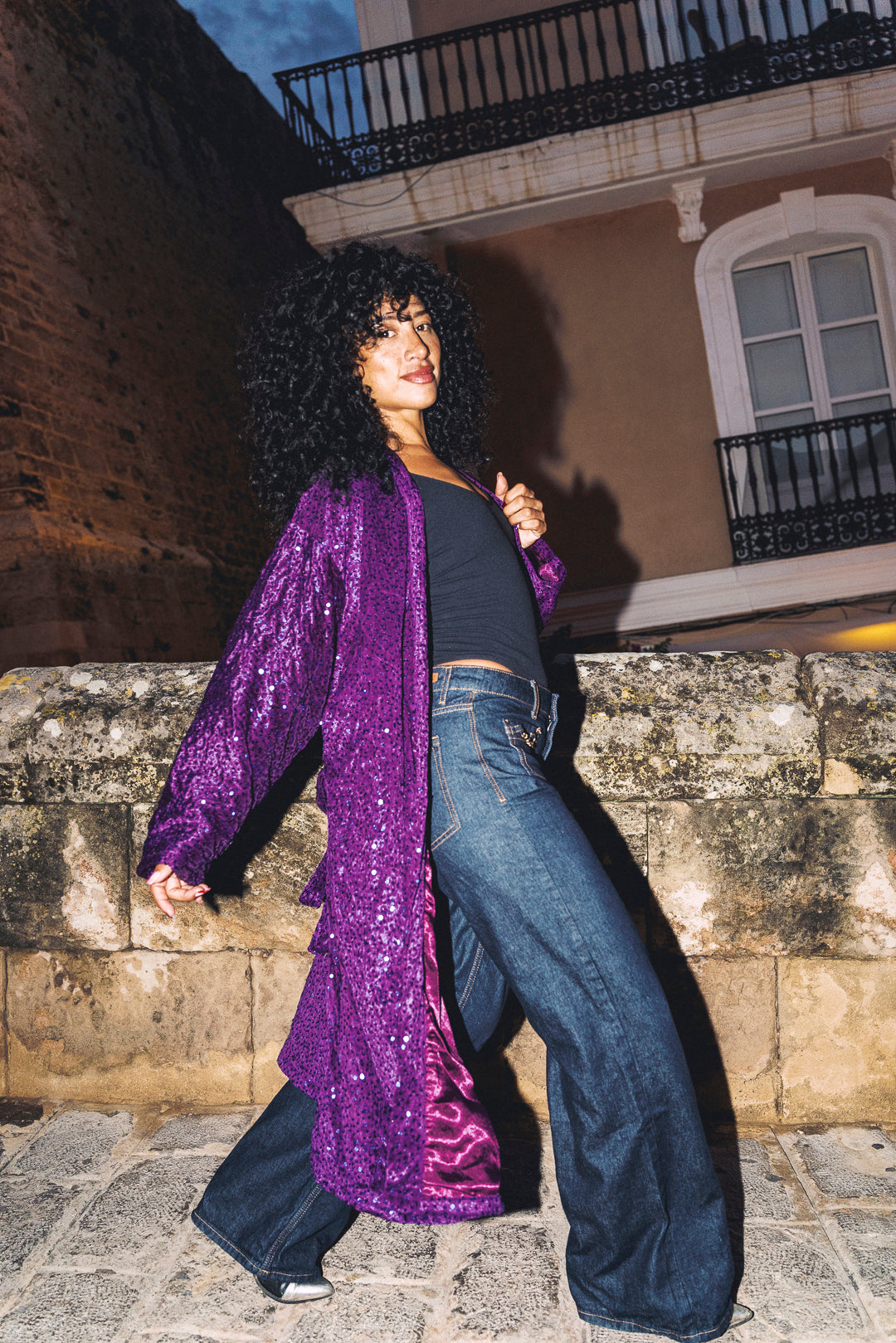 LUMINA Sequin Duster – Violet