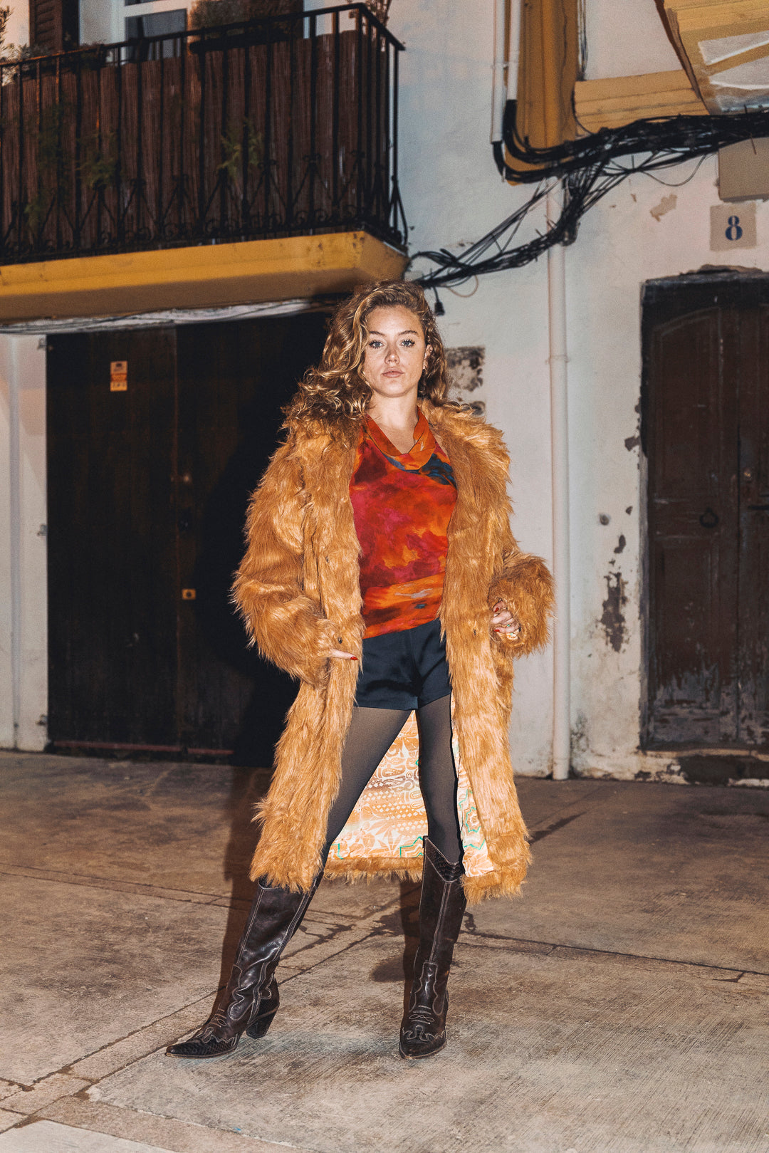 BUFFY Faux Fur Coat in CAMEL FOX